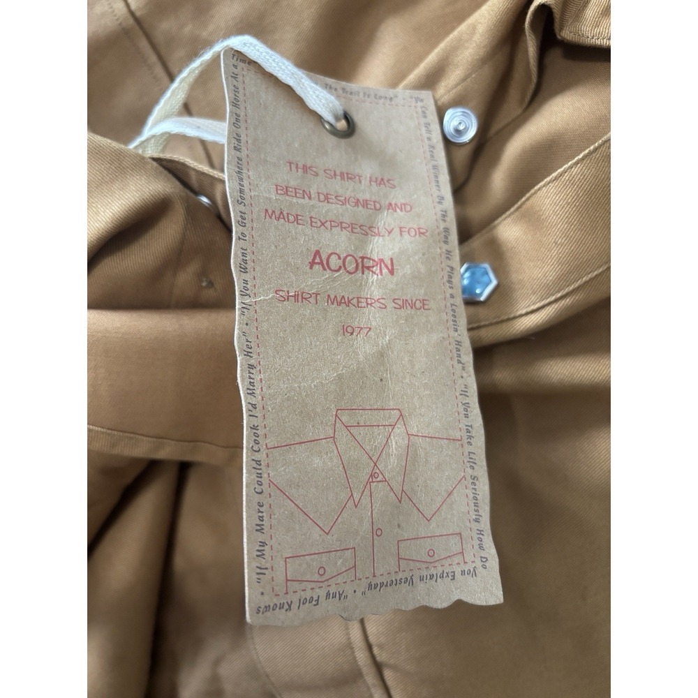 NWT Acorn By Bob Goldfeder Small Western Button Down Brown Turqoise Snap Buttons - Picture 3 of 9